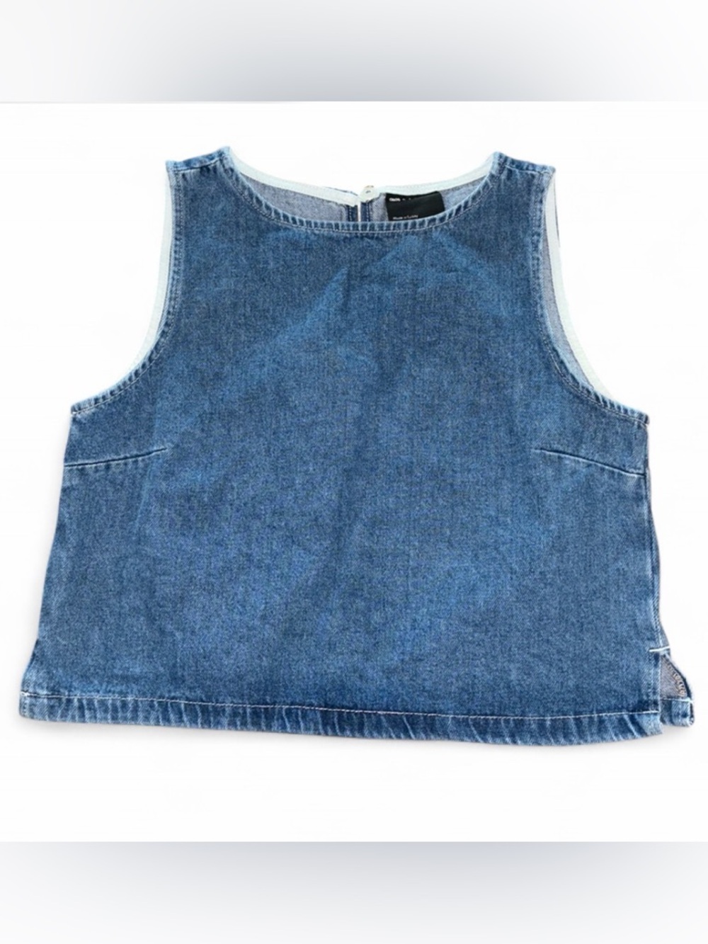 Denim Top - ASOS Sleeveless Denim Crop Top - Blue